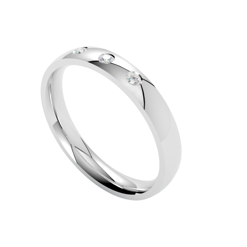 Klasyczna obrączka ślubna z białego złota z brylantami